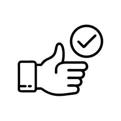 Poster - Illustration of a hand giving a thumbs up with a checkmark inside a circle to the right side icon