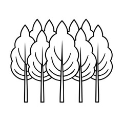 Poster - Stylized trees with rounded leaf shapes simple trunks on forest nature