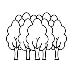 Fototapete - Outline multiple trees with rounded canopies against a forest nature