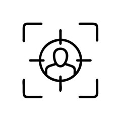 Poster - Person in focus inside a circular target with corner brackets in a simple line art style image design