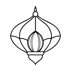 Poster - Line art a decorative lantern with a pointed top bottom on outline decoration