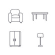 © ashrafkhan - Set of vector furniture icons including chairs, tables, sofas, and office seating for interior design illustrations