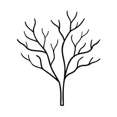 Poster - Tree branches on with thin lines simple design outline graphic