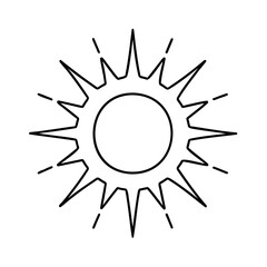 Poster - Sun symbol with spiky rays radiating from a central circular shape on weather light