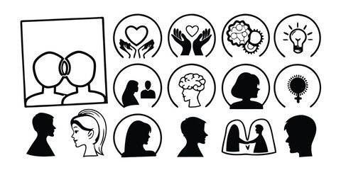 Fototapete - Bundle of 12 Silhouette Variations on Transparent Background