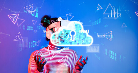 Fototapete - Explore the future of cloud computing with innovative technology in a virtual environment, showcasing data networks and online storage solutions for business efficiency. XDMCP