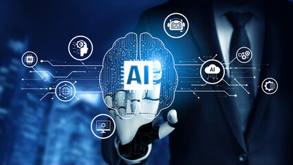 Poster - AI Assistant Brain Processor with LLM Technology, Big Data, Machine Learning, Generative AI for Business Support, Future Agentic AI Technology and Artificial Intelligence Prompt Engineering. Vouch