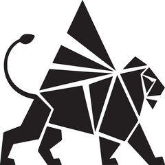 Poster - Geometric lion logo design black and white modern animal vector illustration graphic design template art