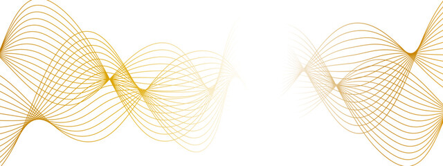Poster - modern abstract wave design with thin, evenly spaced yellow curved flowing lines. smoothly, forming 