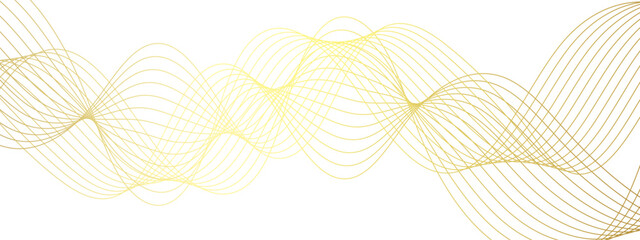Poster - modern abstract wave design with thin, evenly spaced yellow curved flowing lines. smoothly, forming 