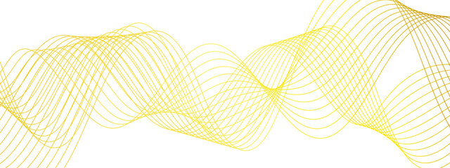 Poster - modern abstract wave design with thin, evenly spaced yellow curved flowing lines. smoothly, forming 