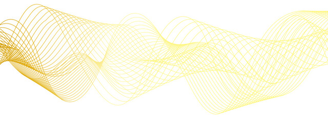 Poster - modern abstract wave design with thin, evenly spaced yellow curved flowing lines. smoothly, forming 