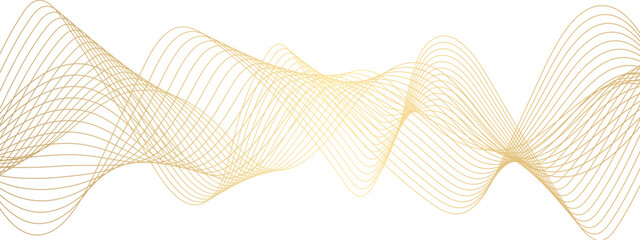 Poster - modern abstract wave design with thin, evenly spaced yellow curved flowing lines. smoothly, forming 