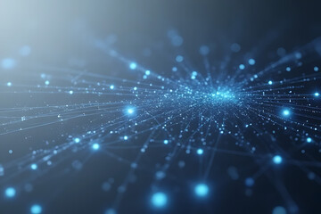 Aufkleber - Abstract digital network illustration with glowing blue dots and lines radiating from a central point on a dark background 1