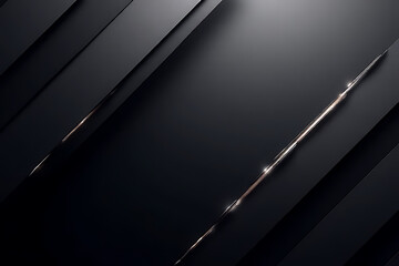 Aufkleber - Dark abstract background with diagonal black geometric shapes and a reflective metallic gold line element creating a modern design