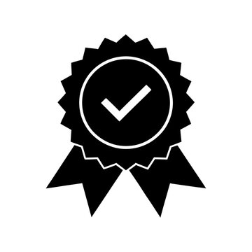 quality icon certified check mark ribbon label vector art