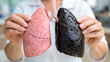 © Drago Designer - A stark comparison of healthy and damaged lungs held by a doctor, highlighting the devastating effects of smoking and the importance of respiratory health