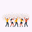 © seribusatu - Celebrating Success A Group of People Cheering Under a Shower of Confetti-Happy Friends Enjoying Festive Celebration-Joyful Occasion and Party Time Fun