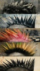 Poster - Artistic portrayal of diverse punk hairstyles showcasing unique textures and vibrant color