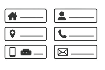 Poster - Contact us icon set for business card and website. Communication symbols for address, phone, email, location. Vector graphic element for user interface design contact form.