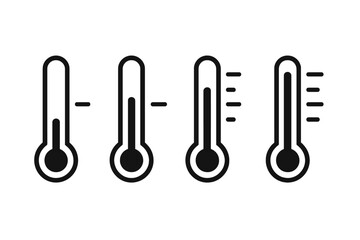 Fototapete - Thermometer Temperature Level Icons Set. Vector Thermometer Symbols for App, Website, User Interface, Weather Forecast, Climate Control, Medical, Science, Transparent Background