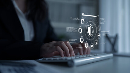 Poster - Cyber security protects against breaches, hacks, and network attacks using strong infrastructure and proactive digital defense strategies. Latch