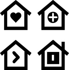 Poster - House icon set in flat, outline, and filled styles. Perfect for real estate, property apps, and home design projects.
