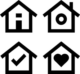 Poster - Vector home icons for real estate, websites, and mobile apps. Includes flat, outline, and filled styles.