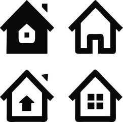 Poster - house icon collection in multiple styles. Ideal for web, apps, logos, and property listings.