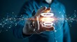 © mikael - Additive manufacturing and 3D printing concept. An engineer's hand 'prints' a holographic 3D object, symbolizing rapid prototyping and industrial innovation.