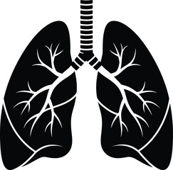 Poster - Black Human Lungs with Bronchi - AI Generative
