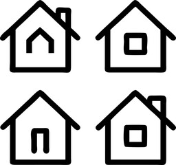 Poster - Vector house icons in outline styles. Great for real estate and smart home apps.