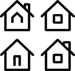 Poster - Vector house icons in outline styles. Great for real estate and smart home apps.