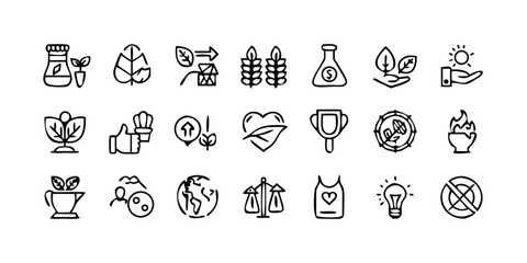 Aufkleber - Comprehensive Set of Ethical Product Line Icons Featuring Eco Friendly Sustainable and Fair Trade Concepts on transparent background