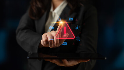 Poster - Cybersecurity threat alert protects data. Cyber security threat alert prevents access, alert warns breach, defends system, and cyber security threat alert identifies risk. Latch