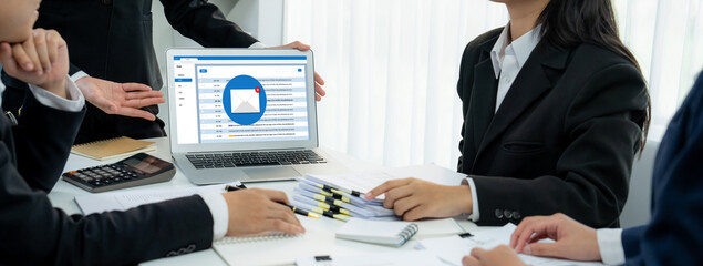 Fototapete - Email notification message showing on computer screen brisk. Digital marketing message information text from business to customer client