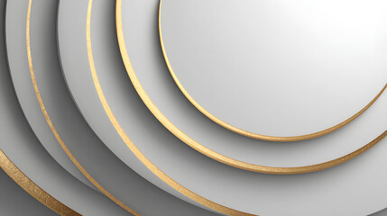 Poster - Modern minimal and clean white gold background with realistic line wave geometric circle shape. Elegant silver design for web, presentation, wallpaper. abstract modern luxury background