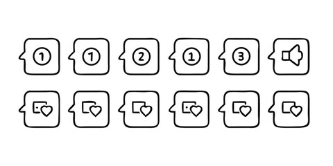 Aufkleber - Mega Set of 15 Notification Line Icons for User Interface Design Including Alerts Messages and Reminders on transparent background comprehensive set notification line icons perfect