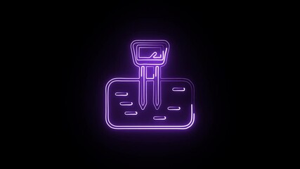 glowing neon software development icon isolated, black background, hd motion graphic animation
