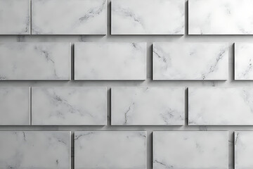 Aufkleber - Rectangular white marble tiles arranged in a grid pattern with subtle gray veining on a light gray background