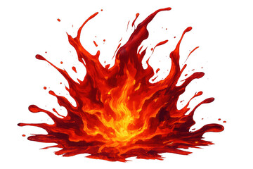 Poster - Dynamic splash of fiery red liquid, ideal for designs needing a vibrant and energetic element with transparent background