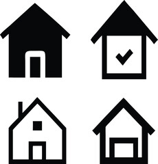 Poster - Clean vector house icons for smart home, realty, and app interface design.
