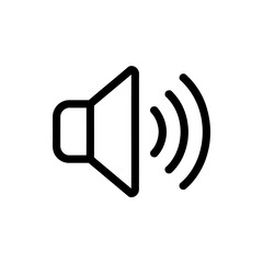 Poster - Simple Black and White Illustration of a Speaker Symbol Emitting Sound Waves Signifying Volume