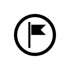 Aufkleber - Simple Black and White Graphic Icon of a Flag Centered Inside a Circle Outline