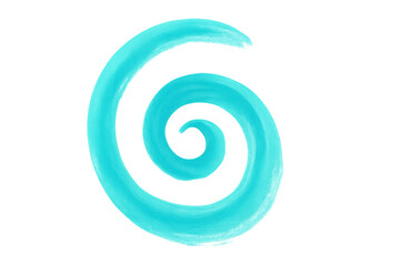 Poster - Turquoise paint stroke forming a spiral on a transparent background, ideal for creative projects