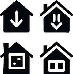 Poster - Real estate vector icons featuring homes and houses in multiple visual styles.