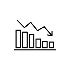 Poster - Declining Bar Graph with a Downward Arrow Line Depicting Business Loss or Economic Recession