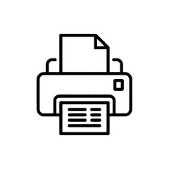 Poster - Printer Icon with Paper Output Tray: A Simple Black and White Line Drawing