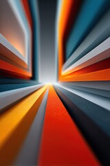 Poster - Abstract geometric composition with vibrant orange and blue textured layers