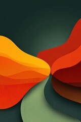 Poster - Abstract vibrant overlapping shapes graphic with green and orange tones
